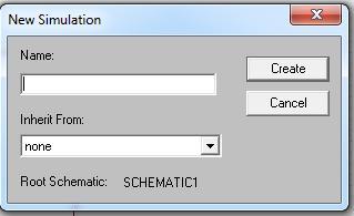 Din bara de meniuri se selecteaza PSpice, New simulation Profile.