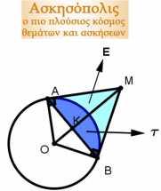 wwwaskisopolisgr ρ π 90 ε ΛΟΓ ΛΟΓ ρ ρ πρ ρ ρ π και 60 6 8 6 ρ π ρ π ρ π ε ΚΟΓ ΚΟΓ, οπότε Ε 6 6 8 8Δίνεται κύκλος (Ο,R) και εξωτερικό του σημείο Μ, από το οποίο φέρουμε τα εφαπτόμενα τμήματα ΜΑ ΜΑΒ