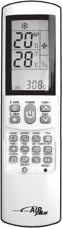 UK UNIVERSAL REMOTE CONTROL FOR AIR CONDITIONERS DISPLAY DESCRIPTION MODE