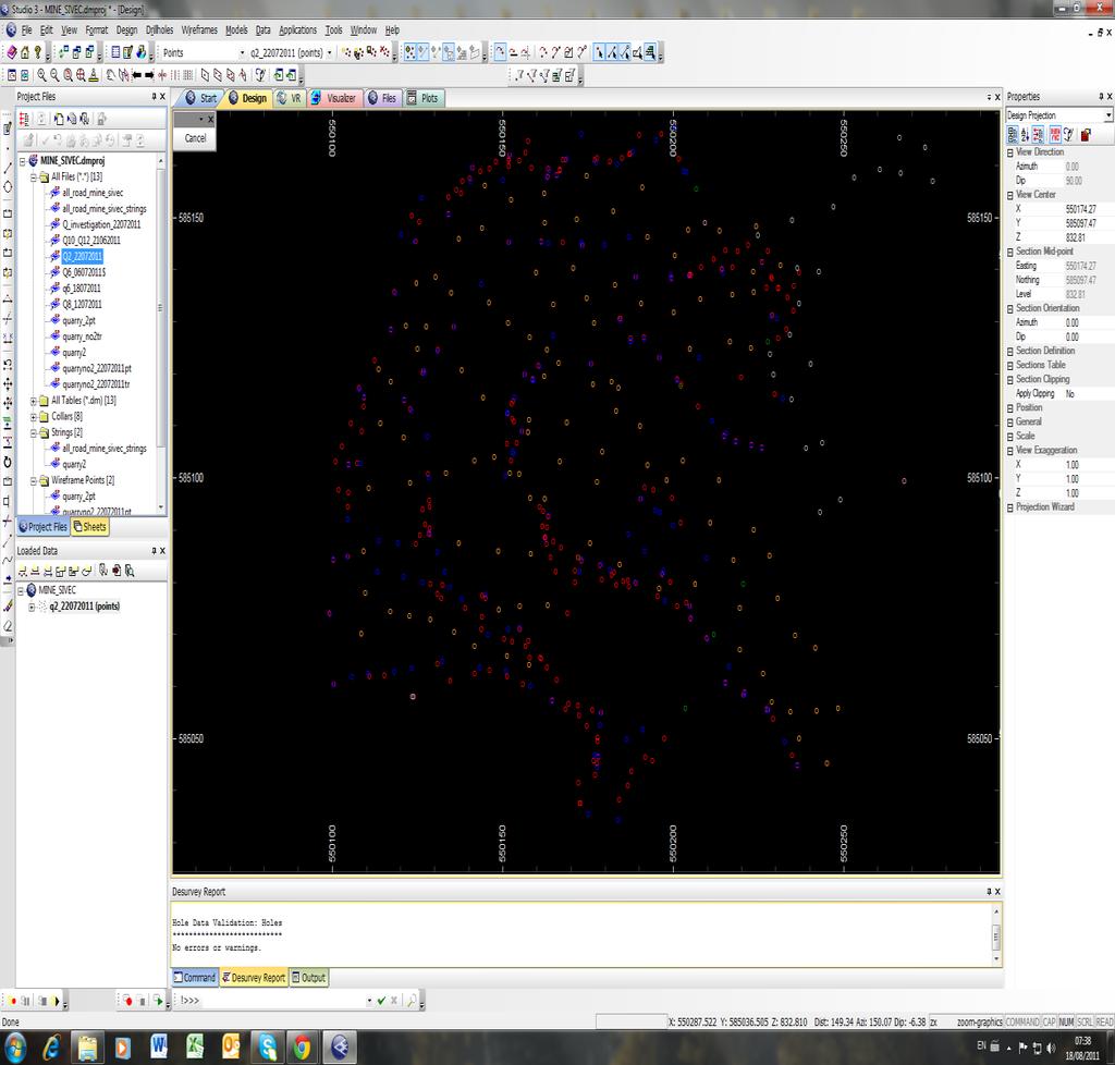 data into project ODBC tables gi prenesuvame merenite to~ki vo Datamine so {to gi iscrtuvame snimenite to~ki so dobienite vrednosti (Sl. 36). Slika 36.