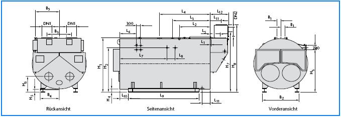 Tehnički opis 3 Detaljne dimenzije Pogled straga Bočni pogled Pogled sprijeda 31/1 Detaljne dimenzije kotlova Logano SHD915 (mjere su u mm) Veličina kotla 20000 23000 28000 30000 35000 40000 50000