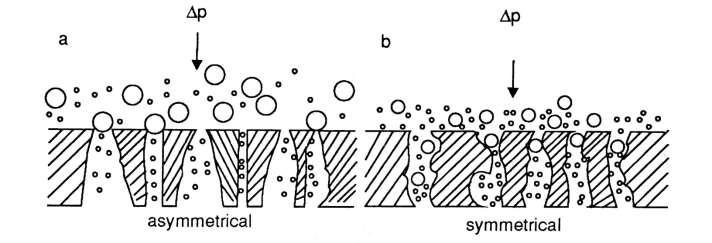Vrste membran proces membrana mikrofiltracija simetrična, mikroporozna keramika, polimeri ultrafiltracija obratna osmoza