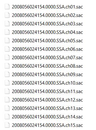 Άρα, το συγκεκριμένο σεισμικό γεγονός έχει καταγραφεί από ένα σταθμό (SSA) και αφού εκτελεστούν οι παραπάνω εντολές στο λογισμικό SAC προκύπτουν οι εξής φάκελοι: Με το πέρας αυτής