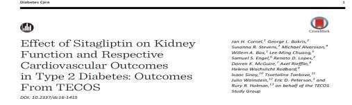 Cornel JH et al, Diabetes Care.