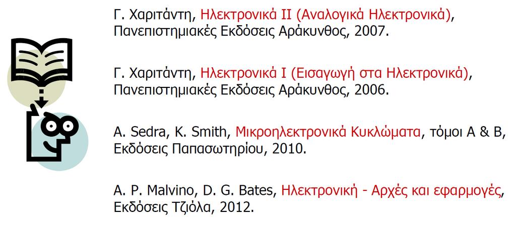 Άσκηση 6η Βιβλιογραφία Στον ενισχυτή ισχύος του σχήματος να υπολογίσετε τις τιμές των αντιστάσεων,, και 4, ώστε τα ρεύματα και οι τάσεις να είναι οι αναγραφόμενες. 0.8 4.