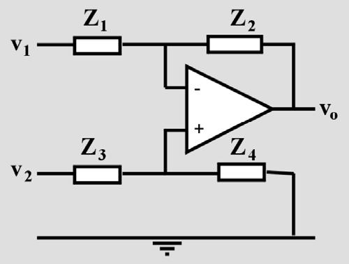 Ενισχυτής διαφορικής εισόδου : αντιστάσεις αντίσταση, πυκνωτής, και Ενίσχυση διαφοράς τάσεων: πυκνωτής αντίσταση Ολοκλήρωση διαφοράς τάσεων: Παραγώγιση διαφοράς τάσεων: Ενισχυτής διαφορικής εισόδου