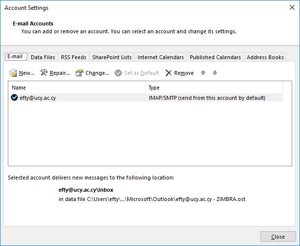 Αν χρησιμοποιώ πρόγραμμα πελάτη Outlook στον υπολογιστή μου Προσοχή: στο νέο Outlook στο Office365 θα μεταφερθούν αυτόματα MONO τα η-μηνύματα τα οποία βρίσκονται στον παλιό email server (zimbra) του