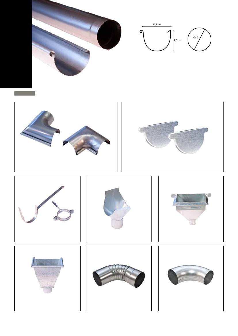 K.800 / Κ.801 Galvanized not painted K.800 Half-Round 5 Traditional Galvanized Unpainted Steel Gutter K.500A Galvanized Unpainted Steel Downspout Box Mitres - End Caps - Outlets Κ.
