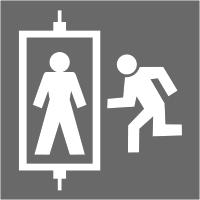 Fire lifts must be labelled with safety signs, namely in the elevator car or on the doors of the elevator shaft.