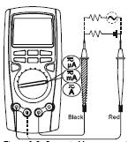 Poznámka Pri meraní napätia merač pracuje ako 10MΩ (a) alebo 2,5 GΩ impedancia paralelne s obvodom. Tento zaťažovací efekt môže spôsobiť v obvodoch s vysokou impedanciou meracie chyby.