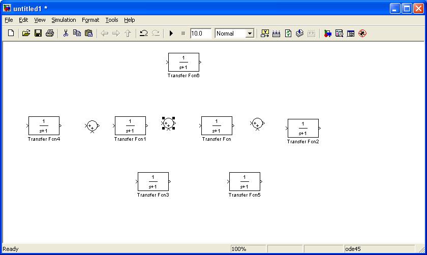 H () s s 5 2 1 5s 10 H () s s, 6 2 1 10s 11 1 H () s s 5, 1 Δημιουργούμε λοιπόν ένα νέο παράθυρο στο SIMULINK.