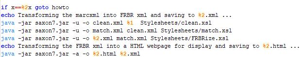 Σύμφωνα με τις παραπάνω εντολές, το εισερχόμενο MARCXML αρχείο κάνει χρήση του saxon7.jar και του Stylesheet clean.xsl. Αφού ολοκληρωθεί η διαδικασία του clean.