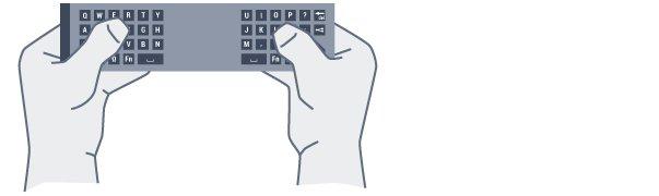 Pusingkan papan kekunci menghala ke atas untuk mengaktifkan kekunci papan kekunci. Pegang alat kawalan jauh dengan kedua-dua tangan dan taip menggunakan kedua-dua ibu jari. Lihat juga www.support.