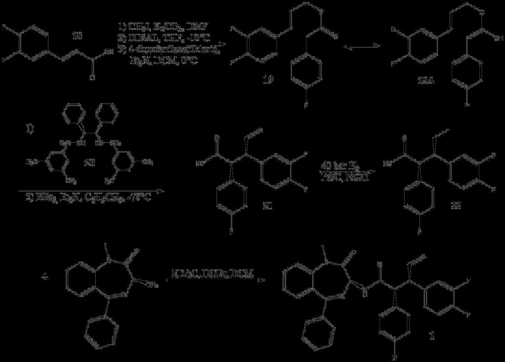2. Prikaz odabrane teme 8 Slika 5. Sinteza spoja 1 iz benzodiazepinske jezgre i asimetričnom Ireland-Claisen pregradnjom dobivenog 3-supstituenta U reakciji katalizatora, kojeg je uveo Corey et al.