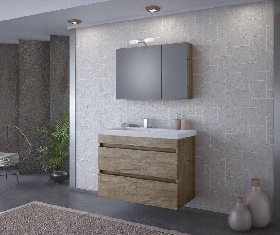 LUXUS 85 / PL WOOD 5ΡLΧ085WD / (80 x 40 x 50) Καθρέπτης Ενιαίος αποθηκευτικός χώρος - 2 πόρτες / Μελαμίνη PL wood Mirror wall unit - Single storage space