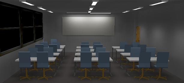 Slika 7.5: Končni izgled načrtovanja razsvetljave v učilnici. Konkretni izračuni osvetljenosti: Učilnica: Povzetek 5.85 3.50 1.17 4.50 Vrednost v lux. Merilna palica 1:89 Višina učilnice: 3 m.