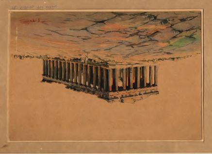 Υδατογραφία σε χαρτί με υπογραφή και χρονολόγηση "Acropolis Philoppapo,
