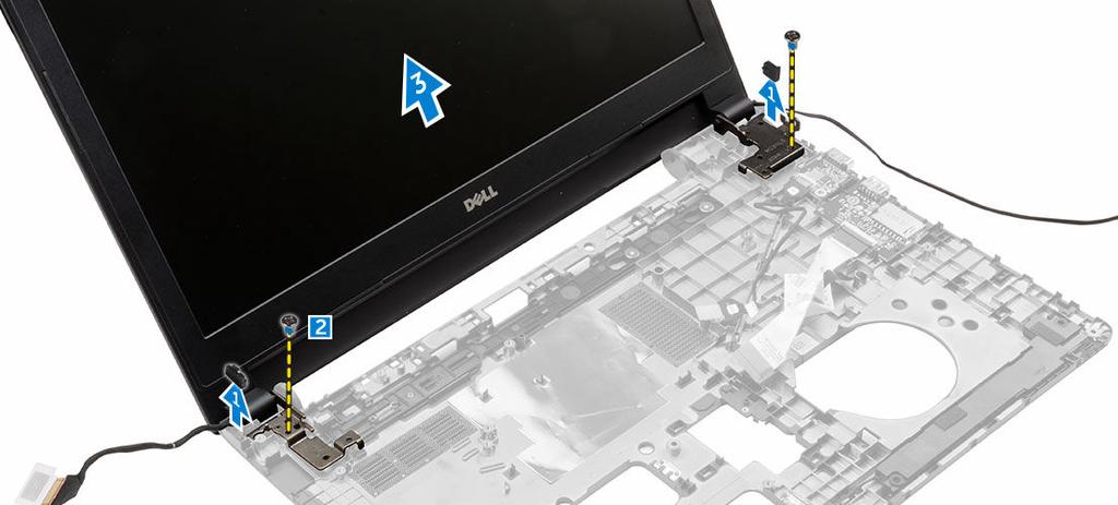 c. διάταξη σκληρού δίσκου d. κάρτα WLAN e. μνήμη f. πληκτρολόγιο g. στήριγμα παλάμης h. καλώδιο οθόνης i. θύρα συνδέσμου τροφοδοσίας j. ανεμιστήρα συστήματος k. πλακέτα συστήματος 3.