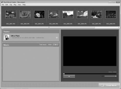 Δημιουργία video μικρού μήκους Χρησιμοποιήστε το παρεχόμενο λογισμικό του Short Movie Creator για να δημιουργήσετε video με φωτογραφίες που ελήφθησαν σε λειτουργία στατικής εικόνας ή Έξυπνου επιλογέα