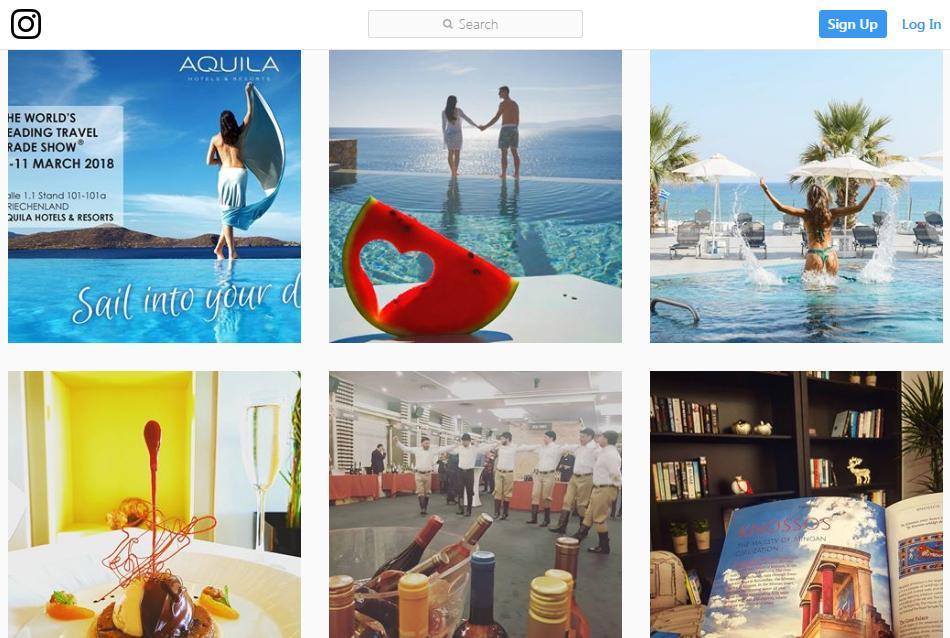Εικόνα 2.17: Φωτογραφίες της ιστοσελίδας του Porto Rethymno στο instagram. 2.4 AQUILA Atlantis Το ξενοδοχείο «AQUILA Atlantis» βρίσκεται στην καρδιά του ιστορικού κέντρου του Ηρακλείου, σε απόσταση 200μ.