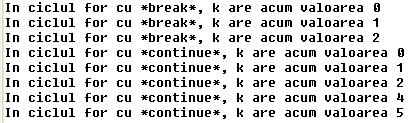 Exemple Folosirea instrucţiunilor break şi continue #include <stdio.h> #include <conio.