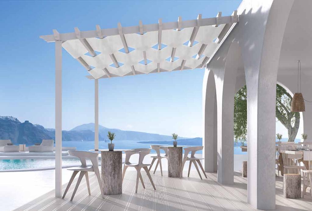 Fixed Pergolas SMARTIA PG120F When shading becomes an art Όταν η σκίαση γίνεται τέχνη CRETA NAXOS A complete system of fixed pergolas for effective shading and aesthetic upgrading of the surrounding