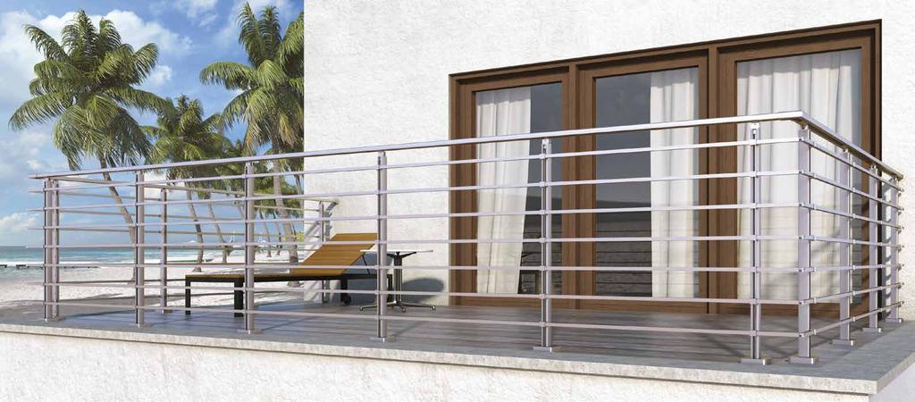 Railings COMFORT M8100 An excellent aluminium solution for inox type railings Η εξαιρετική επιλογή για κάγκελα τύπου inox COMFORT M8100 offers a great variety of top quality railings made of polished