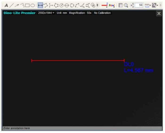 Left click your mouse once more to end the measurement. Hint: For more accurate measurements, click on the magnify icon.