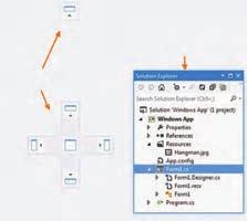 ٦ ماوس را روی خط عنوان پنجره Solution Explorer برده و با استفاده از درگ کردن آن را به نقاط دیگر ببرید. توجه کنید که VS مکان هایی را مانند شکل ٢٩ ٥ به شما پیشنهاد می دهد.