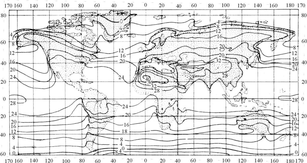 Figura 26 - Izotermele lunii ianuarie (după Marcu, M.