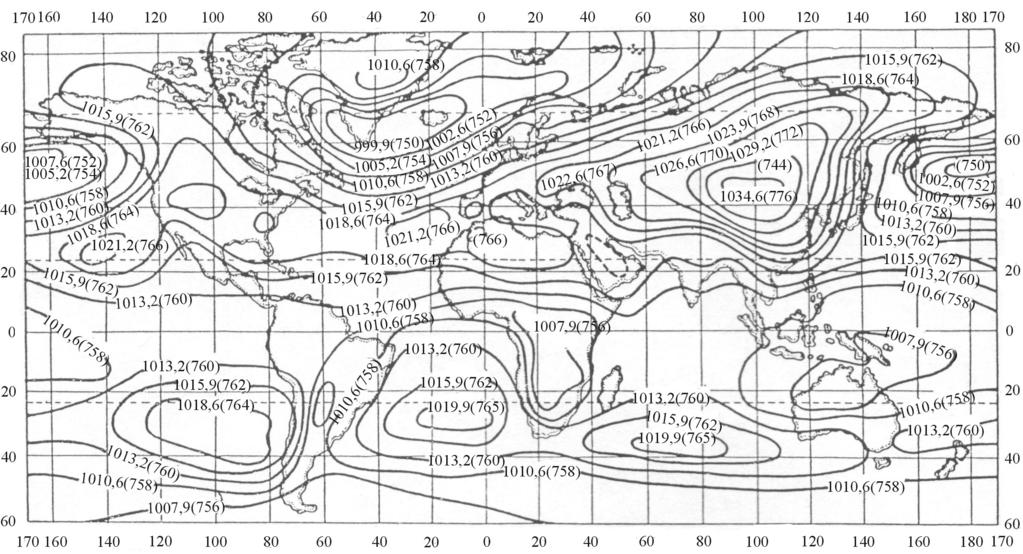 Figura 37 - Harta izobarelor lunii ianuarie (după Marcu, M.