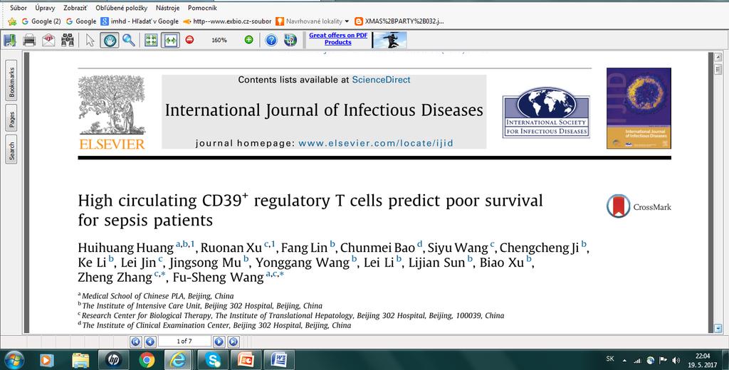 CD39+Tregs Predpokladá sa, že regulačné 39+Tregs,(CD4 + CD25 + CD127-CD39+ ) zohrávajú dôležitú úlohu pri dysregulácii imunitného systému v patogenéze SIRS/Sepsy