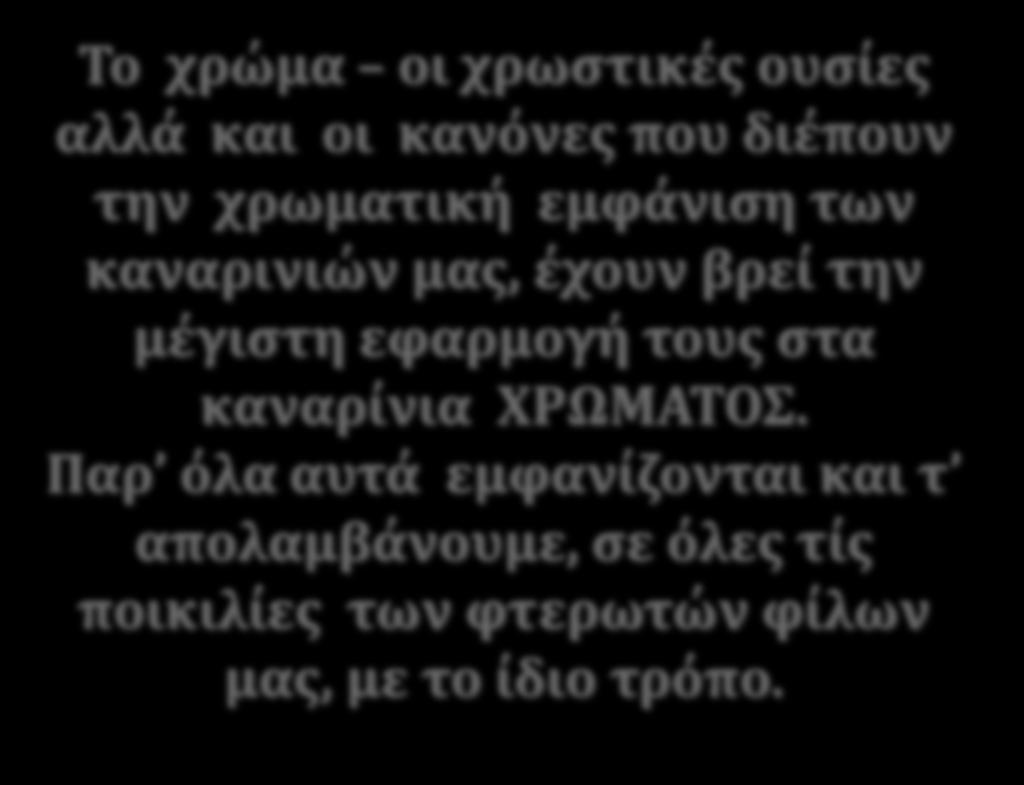 εφαρμογό τουσ ςτα καναρύνια ΦΡΩΜΑΣΟ.