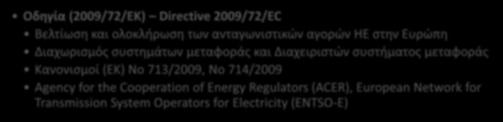 συστήματος μεταφοράς Κανονισμοί (ΕΚ) No 713/2009, No 714/2009 Agency for the