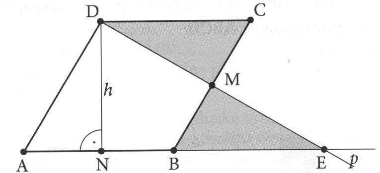 Opseg trokuta i četverokuta Pr. 2. Nacrtat ćemo proizvoljan paralelogram ABCD pa ga pretvoriti u trokut jednake površine i zajedničke visine (slika 70.). Slika 70.