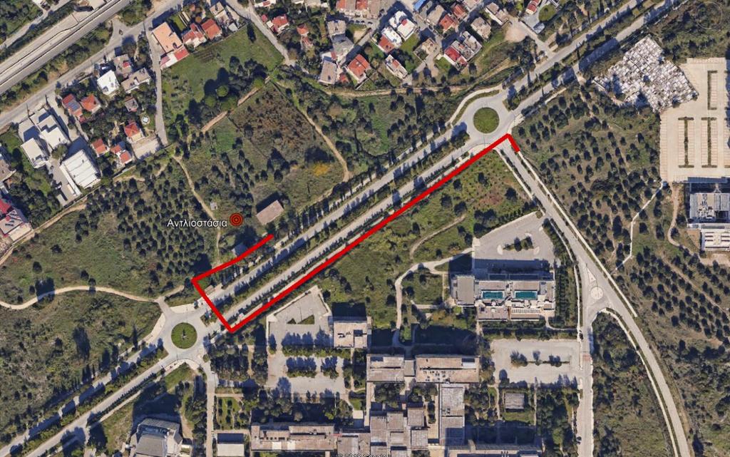 1 3 2 Εικόνα 3 : Αποτύπωση Όδευσης 3 σε αεροφωτογραφία ΟΔΕΥΣΗ Νο4 (Κτίριο Πρυτανείας προς Βιβλιοθήκη) Η εκσκαφή της απαιτούμενης όδευσης μήκους 320 μ.