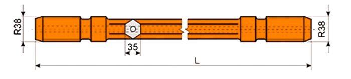 Drill Rod (R) L mm Ft inch Hex rod with threads R/R 10 1 70 00 ' 7' 1 1/" ' ' 11 1/" 10' 01