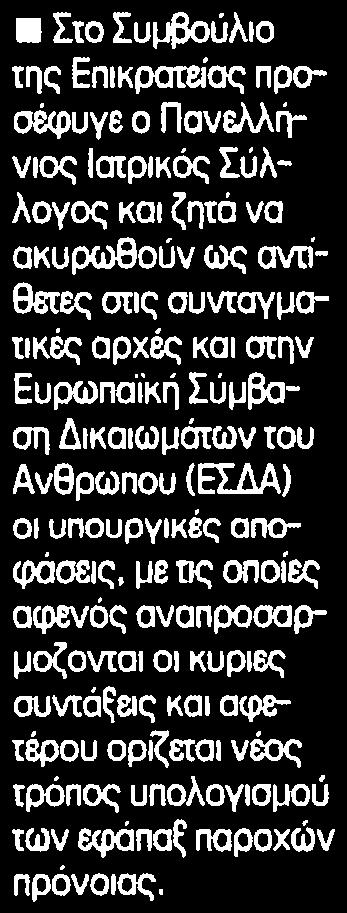 ....... 30 Στο Συμβούλιο της Επικρατείας προσέφυγε ο Πανελλήνιος Ιατρικός