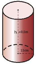 de 15 cm de raio e 0,5 m de altura. Altura= 0,5m = 50cc V cccccccc = A bbbb AAAAAA = πr h = 3,14 15 50 = = 3535cc 3 = 35,35 llllll Actividades propostas S31.