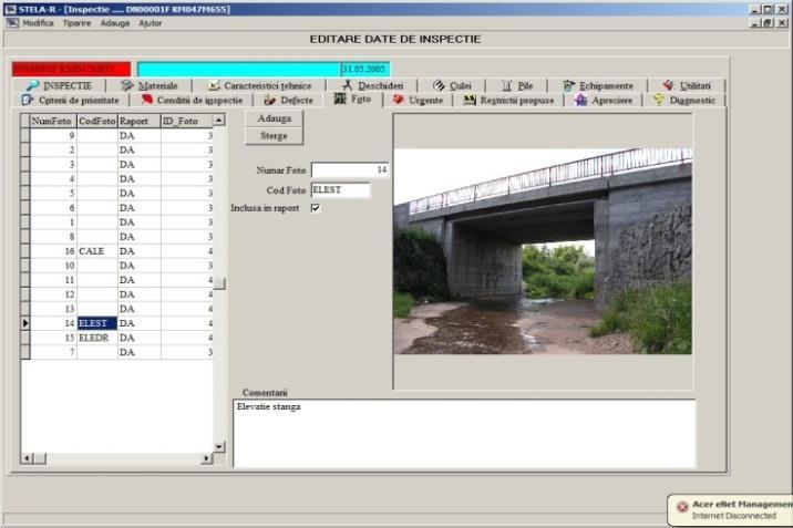 SECȚIA PODURI Sistemul de management al podurilor (Bridge Management System BMS) Modulul Inspecţie şi Inventar: