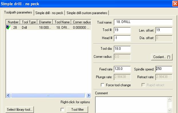 Select library tool > Filter > None > KÝch chọn + êng kýnh ( tool Diameter ) : Equal, 18.