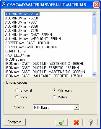 Material selection (chän lùa vët liöu) Ó chän îc vët liöu cçn thiõt ta kých vµo Tool settings hép