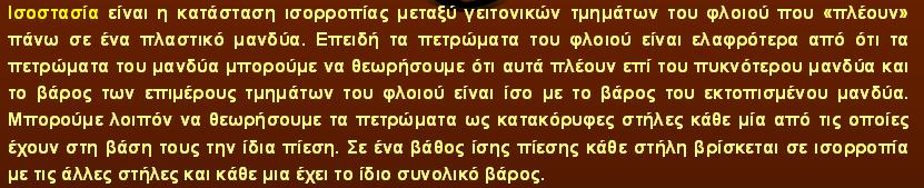 σε υδροστατική ισορροπία.