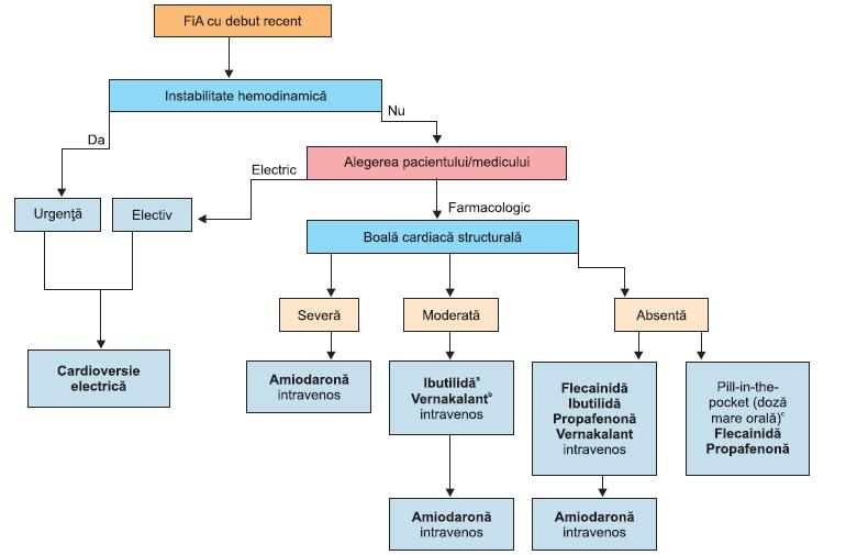 Indicaţii de cardioversie electrică sau farmacologică, şi alegerea medicamentului antiaritmic pentru conversia farmacologică la pacienţii cu fibrilaţie atrială cu debut recent a Ibutilida nu ar