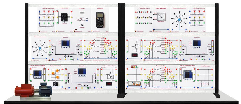 Renewable Energy Lab Abzarazma Instrument آموزنده بررسی سیستمهای قدرت مدل پایه )PSA-101( قابلیت ها : بررسی رفتار ژنراتور سنکرون تحلیل مشخصات خطوط انتقال بررسی اثر ترانس و سطح ولتاژ انتقال توان خط در