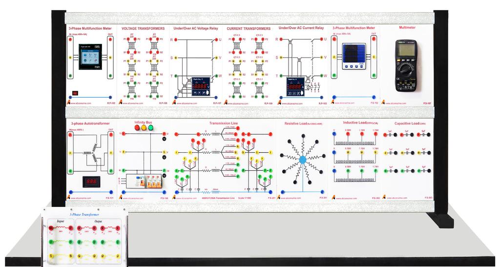 آزمایشگاه انرژیهای نو شرکت تجهیزات ابزار آزما آموزنده رله و حفاظت مدل پایه )RP-100( قابلیت ها : بررسی مشخصات CT و PT به عنوان تجهیزات اندازهگیری بررسی رله حفاظت ولتاژ دیجیتال در شرایط کاهش یا افزایش