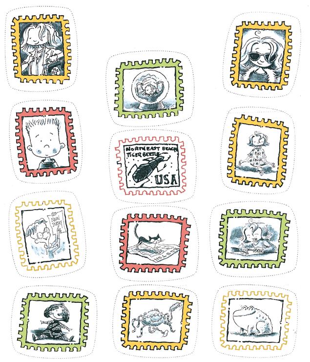 Τα γραμματόσημα της Μιμής της Νευρικής Κόψε αυτά τα αστεία γραμματόσημα, χρωμάτισέ τα και κόλλησέ τα στο