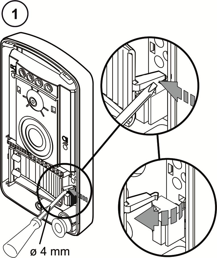 5.3 PREDISPOSIZIONI Nella parte posteriore del videocitofono sono presenti due switch per configurare il videocitofono come Master o Slave e per temporizzare l apertura della serratura pedonale: La