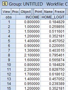 НАЙМДУГААР БҮЛЭГ. Чанарын хариулт бүхий регрессийн загвар series home_logit_f=exp(c(1)+c(2)*income)/(1+exp(c(1)+c(2)*income)) хэлбэрээр үнэлж болно.