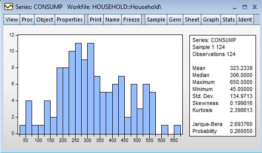 НЭГДҮГЭЭР БҮЛЭГ. EViews програмын удиртгал Дээрх бүх үйлдлийг командын мөрөнд бичилт хийх замаар хялбарчлах боломжтой. Үүний тулд командын мөрөнд consump.hist гэж бичиж Enter дарна.